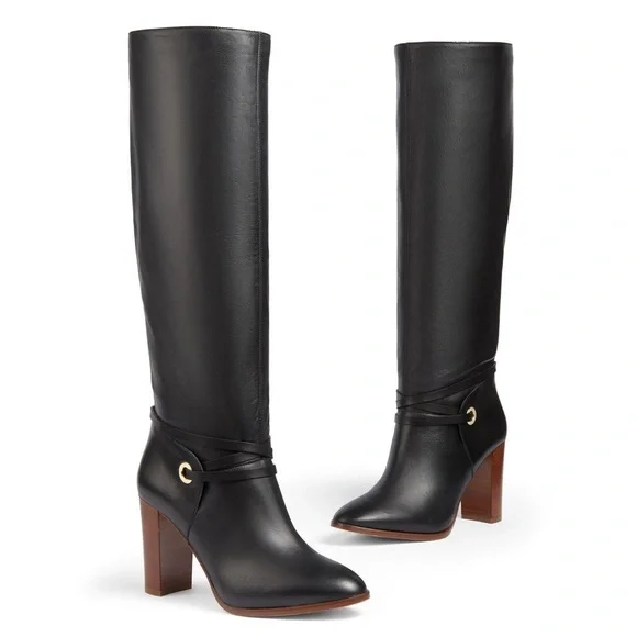 LK Bennett Black Leather Heeled Boots NEW - Picture 3 of 16